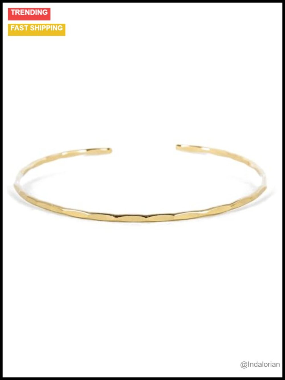 14K Gold Filled Thin Hammered Cuff Bracelet for Women Stackable